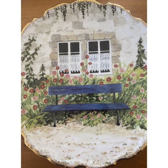 (2) Royal Vale 8.5” Decorative Plates Garden Benches Bone China Made In England - Picture 2 of 6